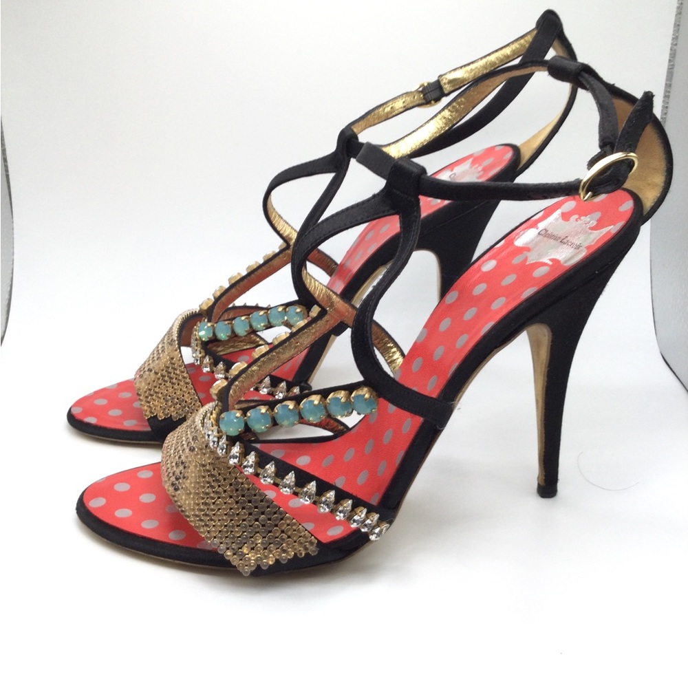 christian lacroix womens heels shoes size 8 polka dots